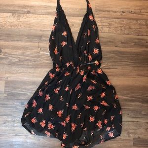 Low cut floral romper